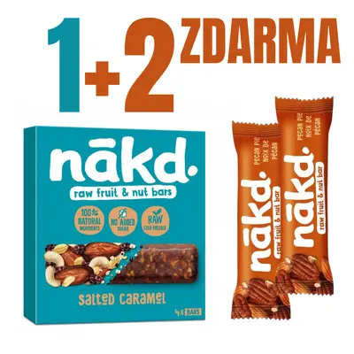 NAKD Salted caramel 4x35 g + 2 ks NAKD tyčinek 35 g ZDARMA