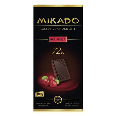 MIKADO hořká čokoláda 72% s brusinkami 100 g