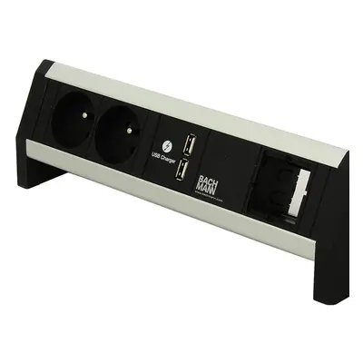 Elektro zásuvka Bachmann Desk 1 2x 230V, 2x USB nabíječka, 1x slot 902.0185