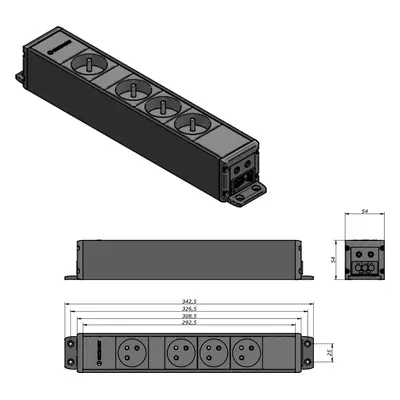 IBConnect Zásuvka CUBO černá - různé konfigurace Konfigurace elektrozásuvky: 6x230V