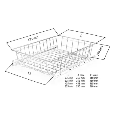 In-Design Výsuvný šatní koš na oblečení výška 170 mm antracitová Šířka koše (mm): 435 mm, Minimá