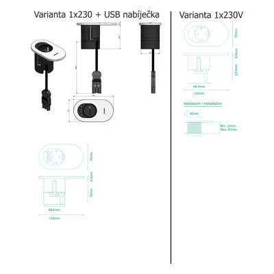 IBConnect Elektro zásuvka Orbit matná černá - různé konfigurace Konfigurace elektrozásuvky: 1x23