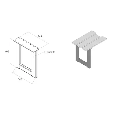 In-Design Podnož k lavici Industry U, výška 405 mm bílá matná