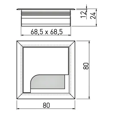 In-Design Průchodka kabelů MERI do stolu hranatá šířka 80 mm - různé délky černá Délka průchodky