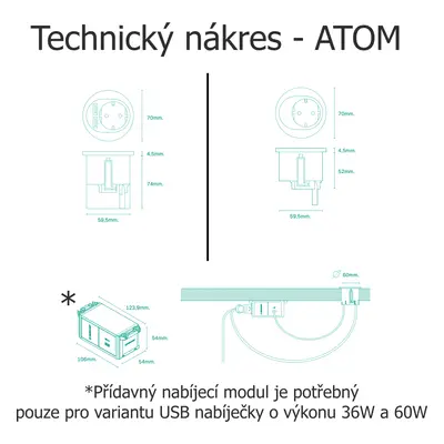 IBConnect Elektro zásuvka Atom matná bílá - různé konfigurace Konfigurace elektrozásuvky: 1x230V