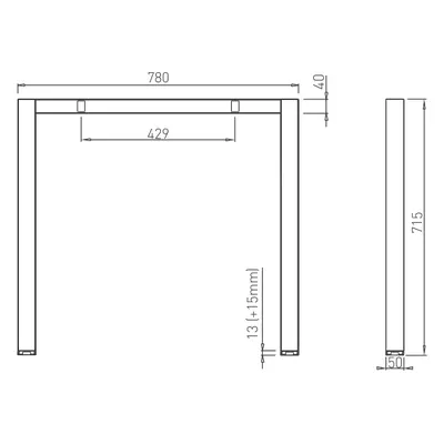 Stolová podnož HUBO šířka 800/600 mm, výška 715 mm RAL9006G Šířka stolové podnože (mm): 800