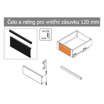 In-Design Čelo pro vnitřní zásuvku AXIS PRO 1200 mm ke zkrácení - bílé Výška zásuvky [mm]: 120