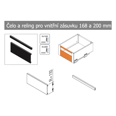 In-Design Čelo pro vnitřní zásuvku AXIS PRO 1200 mm ke zkrácení - bílé Výška zásuvky [mm]: 200