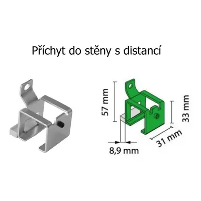 LAGUNA Uchycení horní vodící lišty K-075 - různé typy Typ uchycení: Do stěny s distancí