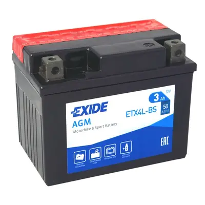 Motobaterie EXIDE ETX4L-BS, 12V, 3Ah, 50A