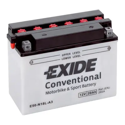 Motobaterie EXIDE BIKE Conventional E50-N18L-A3, 12V, 20Ah, 260A