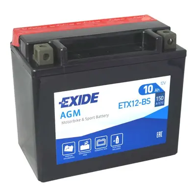 Motobaterie EXIDE ETX12-BS, 12V, 10Ah, 150A