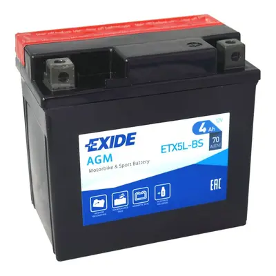 Motobaterie EXIDE ETX5L-BS, 12V, 4Ah, 70A