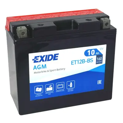 Motobaterie EXIDE ET12B-BS, 12V, 10Ah, 160A