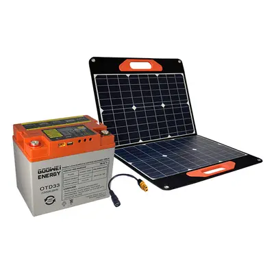 GOOWEI ENERGY set baterie OTD33 (33Ah, 12V) a přenosného solárního panelu 60W