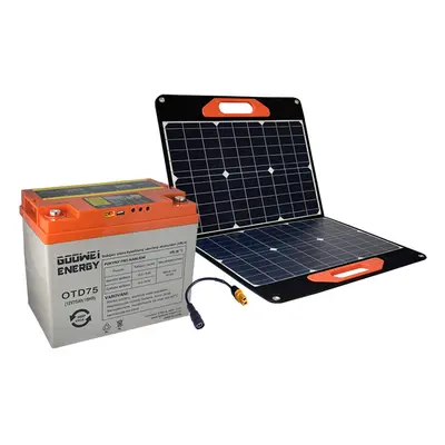 GOOWEI ENERGY set baterie OTD75 (75Ah, 12V) a přenosného solárního panelu 60W