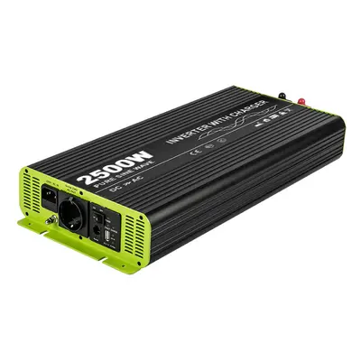 Kosun Měnič napětí výkon 2500W čistý sinus UPS DC48V/AC230V USB černo-zelený KOS2500-48