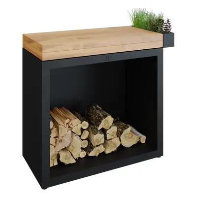 Pevný pracovní stůl OFYR Butcher Block Storage 90 Black Teak Wood