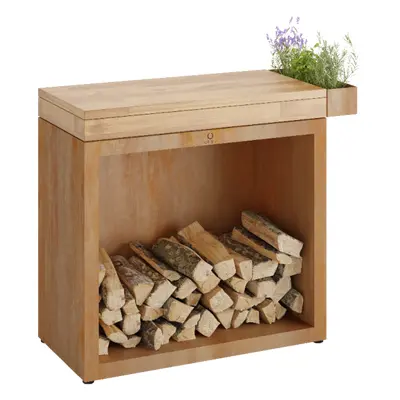 Pevný pracovní stůl OFYR Butcher Block Storage 90 Corten Teak Wood