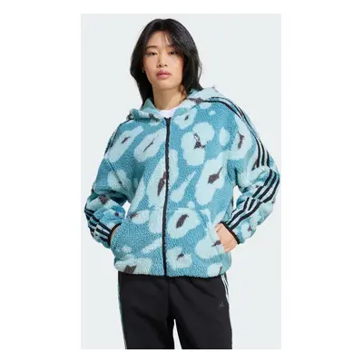 Essentials 3-Stripes Animal Print High Pile Full-Zip Hoodie