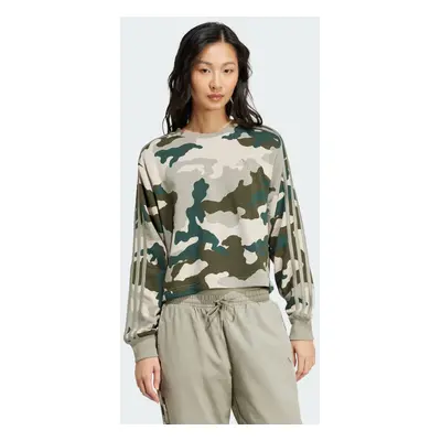 Essentials 3-Stripes Camo-Print Cropped Sweatshirt