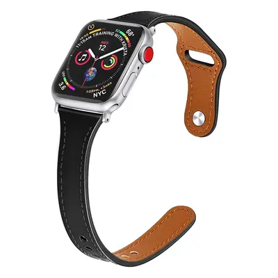 Kožený řemínek TopQ Watchband W033 pro Apple Watch 3-4-5-6-7-SE 42-44-45 mm černý 76447