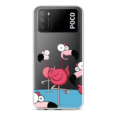 Kryt TopQ Xiaomi Poco M3 silikon Cartoon Flamingos 60643