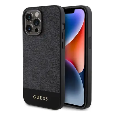 Guess PU 4G Stripe MagSafe Zadní Kryt pro iPhone 15 Pro Max Black