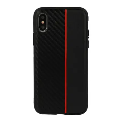 Pouzdro MOTO CARBON pro Samsung Galaxy A6 Plus 2018 černé s červeným pruhem