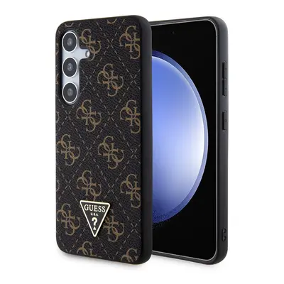 Guess PU Leather 4G Triangle Metal Logo Zadní Kryt pro Samsung Galaxy S24+ Black