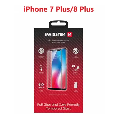 Sklo swissten full glue, color frame, case friendly apple iphone 7 plus/8 plus bílé