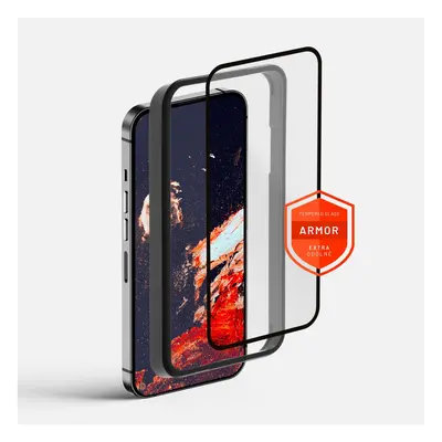 Prémiové ochranné tvrzené sklo FIXED Armor s aplikátorem pro Apple iPhone 12/12 Pro, černé