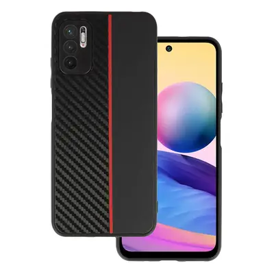 Tel Protect CARBON pouzdro pro Xiaomi Redmi Note 10 5G black s červeným pruhem