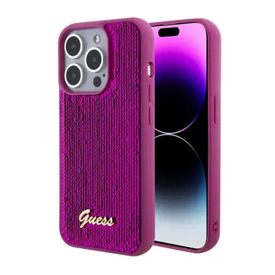 Guess Sequin Script Logo Zadní Kryt pro iPhone 15 Pro Max Magenta