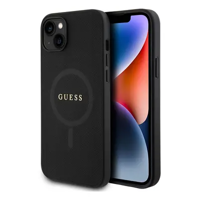 Guess PU Saffiano MagSafe Zadní Kryt pro iPhone 15 Plus Black