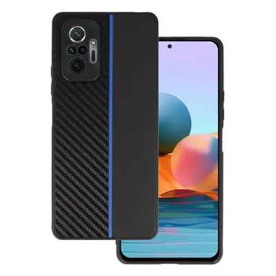 Tel Protect CARBON pouzdro pro Xiaomi Redmi Note 10 Pro/Note 10 Pro Max black s modrým pruhem