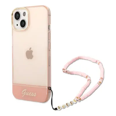 Guess PC/TPU Camera Outline Translucent Zadní Kryt s Poutkem pro iPhone 14 Plus Pink