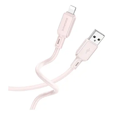 Kabel Borofone BX94 Crystal color - USB na Lightning - 2,4A 1 metr světle růžový