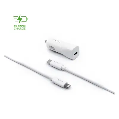 Set autonabíječky FIXED s USB-C výstupem a USB-C/Lightning kabelu, podpora PD, 1 metr, MFI, 18W,