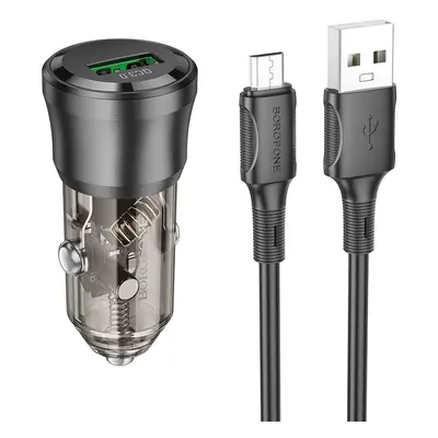 Rychlonabíječka do auta Borofone BZ23 vč. datového kabelu micro-USB 18W černá