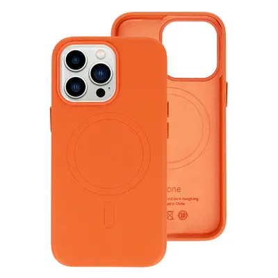 Zadní kryt MagSafe Leather pro Iphone 15 Orange