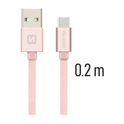 Datový kabel Swissten USB-C (Type-C) 0,2m růžový 43817