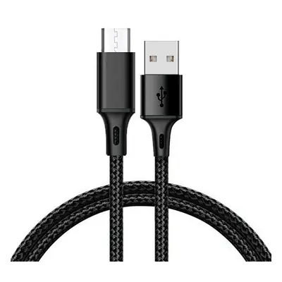 Kabel TYP 2 - USB na Micro USB - kovové zástrčky QC 3.0 1 metr černý