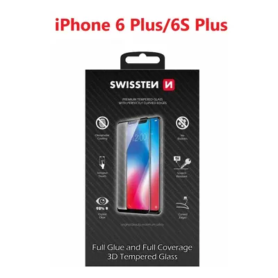 Sklo swissten ultra durable 3d full glue glass apple iphone 6 plus/6s plus bílé