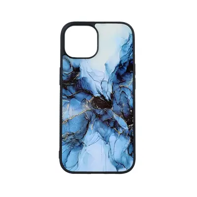 Kryt TopQ Marble iPhone 15 pevný Smoky Blue 105203