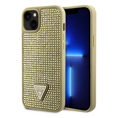 Guess Rhinestones Triangle Metal Logo Kryt pro iPhone 15 Gold