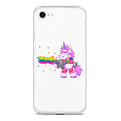 Kryt TopQ iPhone SE 2022 silikon Rainbow Gun 74027