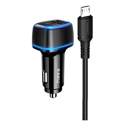 Nabíječka do auta KAKU KSC-528 vč. microUSB datového kabelu Dual 2.8A černá