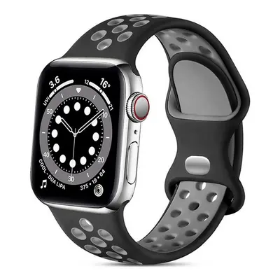 Silikonový řemínek TopQ Bubble pro Apple Watch 3-4-5-6-SE 38-40mm černo-šedý 60375