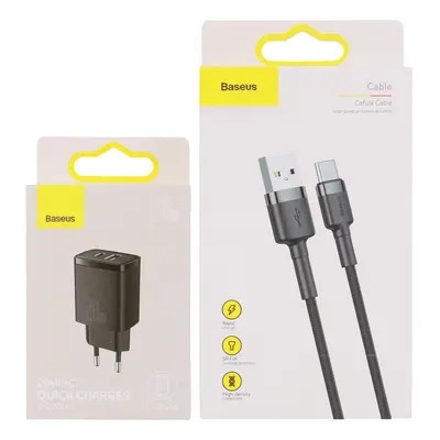 Rychlonabíječka Baseus Compact 20W včetně datového kabelu USB-C černá 68760